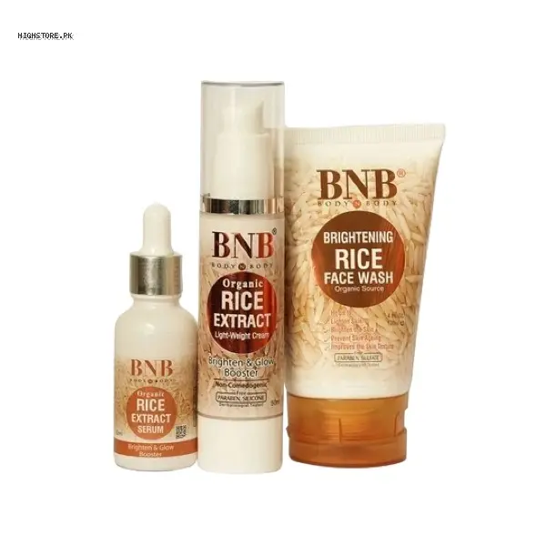 BNB Organic Rice Glow Day Care Essentials (Facewash + Cream + Serum) 1