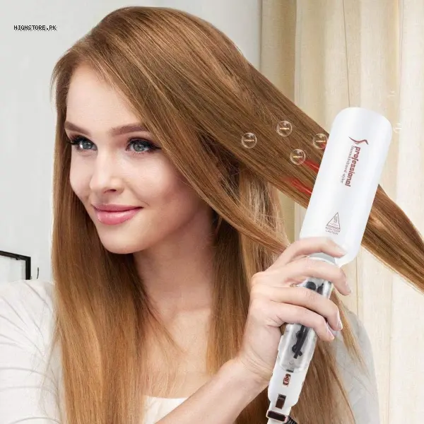 Hair Ceramic Straightener Infrared Steam Flat Iron White 1