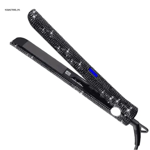 Madami Crystal Rhinestone Hair Straightening Iron Black 1