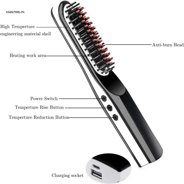 Men Style Cordless Beard Straightener Hair Brush Tools 1