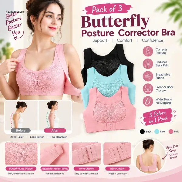 Posture Correct Butterfly Bra (Pack Of 3) | Buy Online in Pakistan | Cash on Delivery