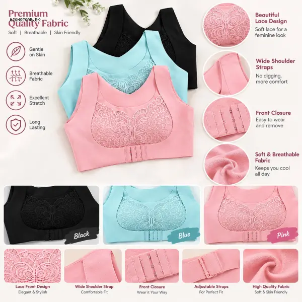 Posture Correct Butterfly Bra (Pack Of 3) 2